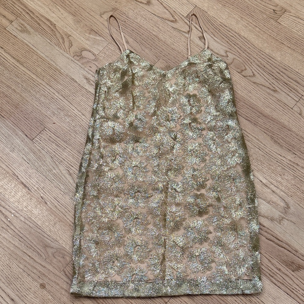 Gold Metallic Mini Dress Trina Turk